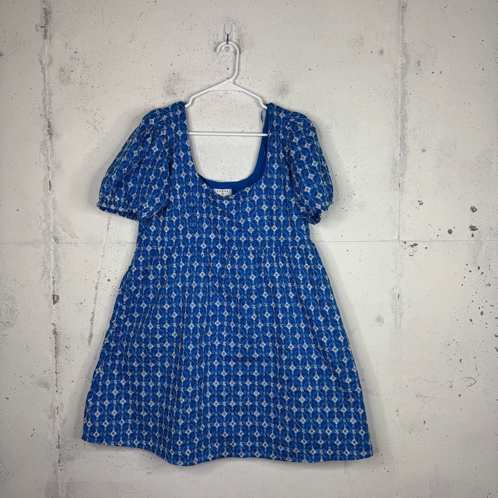 Rhode Target Eyelet Embroidered Puff Sleeve Mini Dress XL